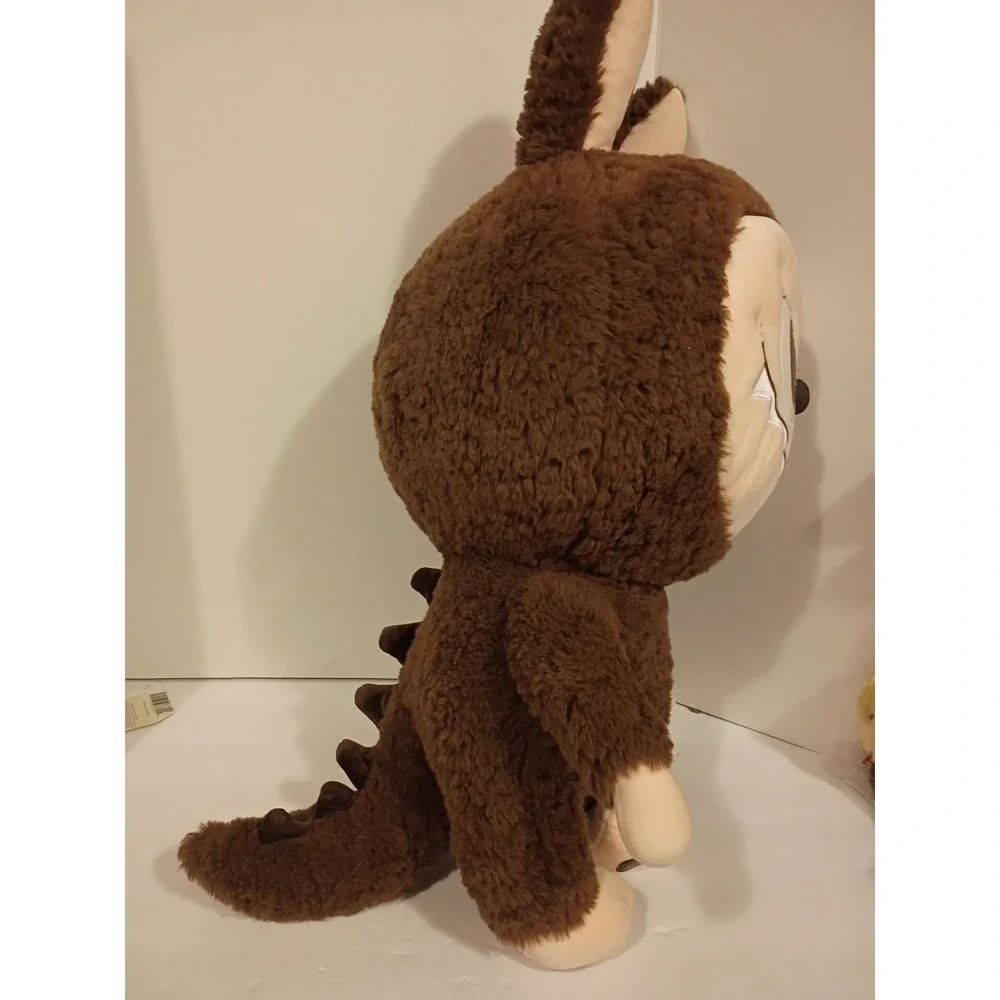 Large Labubu Plush Toy Brown Monster Rabbit Dinosaur Tail Collectible 28 Inch